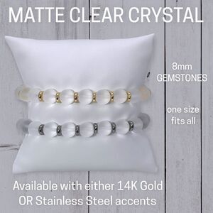 NWT Wool + Pepper Co. Matte Clear Crystal w/ Gold or Silver Bracelet